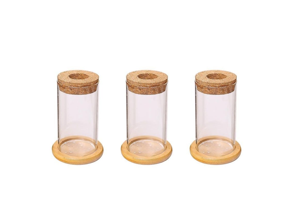 Vaso De Vidro Para Plantas Hidropônicas 3 Peças Com Base De Madeira Decorativo Mesa Casa Alto Qualidade