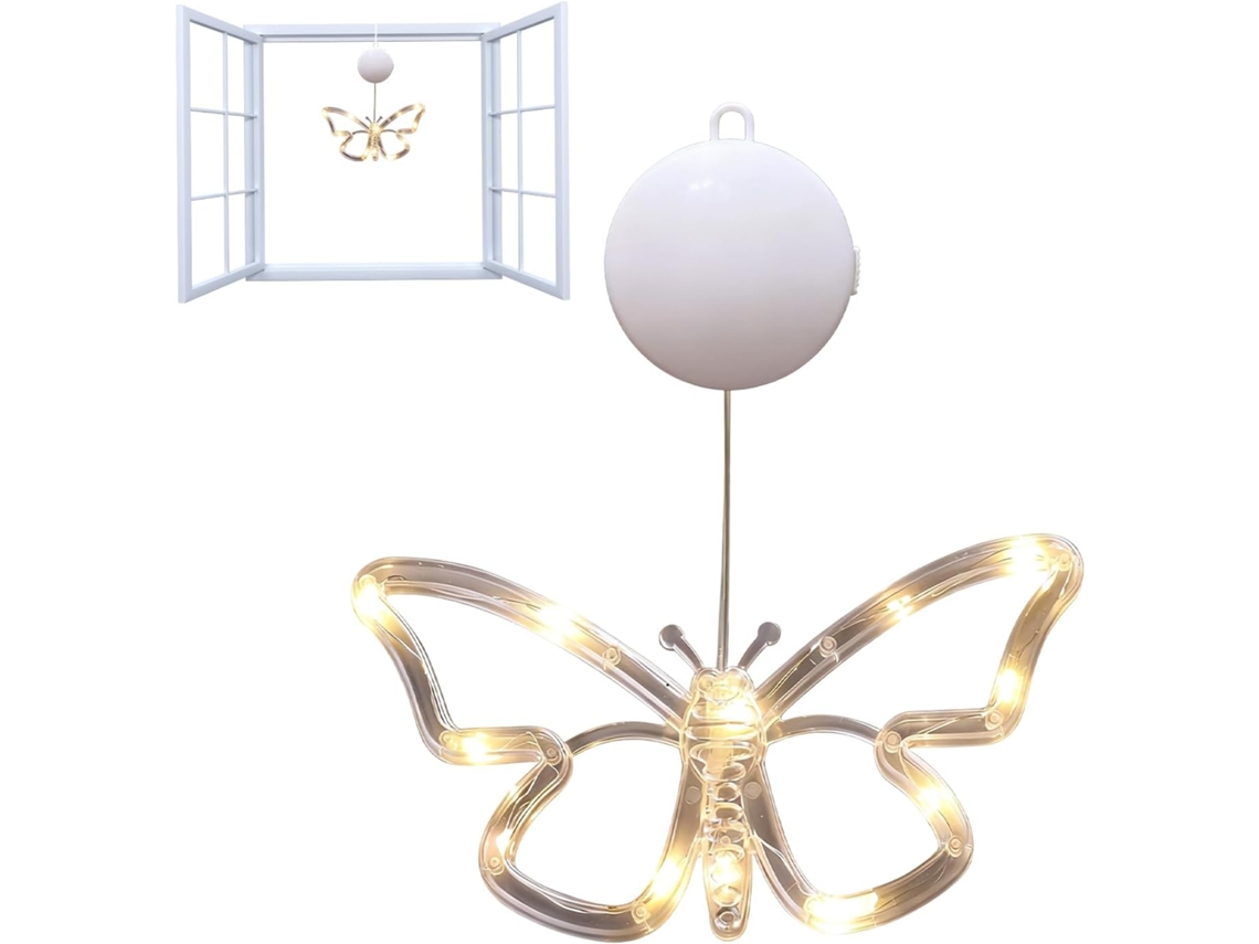 Luminária De Janela Decorativa Com Luzes Led Em Formato Borboleta, Led