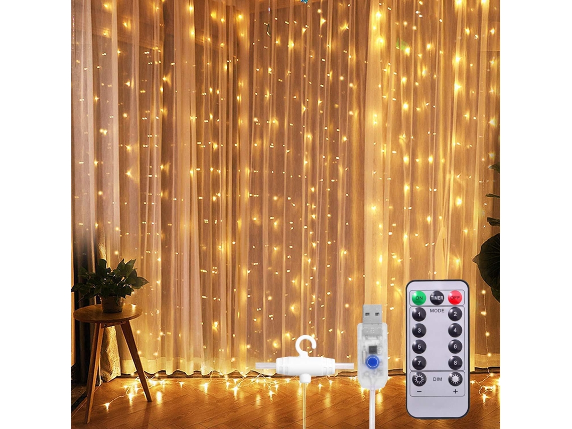 Cordão de Luzes Led 300 Leds Usb com Controlo Remoto para Decoração Interior e Festas NEVEANCE