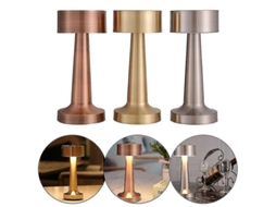 Lâmpada De Mesa Led Com Dimmer De Toque 3 Níveis, Bateria 1800mah, Usb, Cor Quente 3000k, Metal, Bronze/ouro/prata Lamina