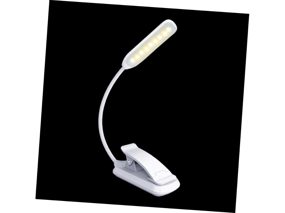 Luminária De Leitura Led Recarregável Via Usb Com Clipe, Branca,