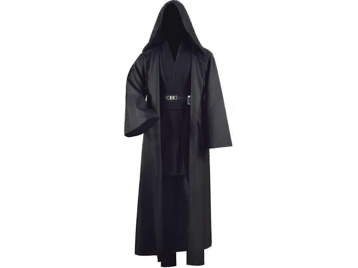 Fantasia completa de Anakin Skywalker Jedi com túnica, capa e acessórios para cosplay, Halloween, adulto, preta.