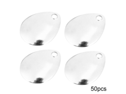 Lure Spoon, Noise Attracting, Flash Attracting, 50 Pieces Per Pack, Large Teardrop Shape, Size 2, White Nickel Color