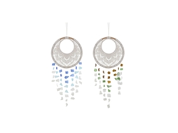 Decoração suspensa de macramê Boho azul branco marrom Home Esprit (2 unidades) (12 unidades)