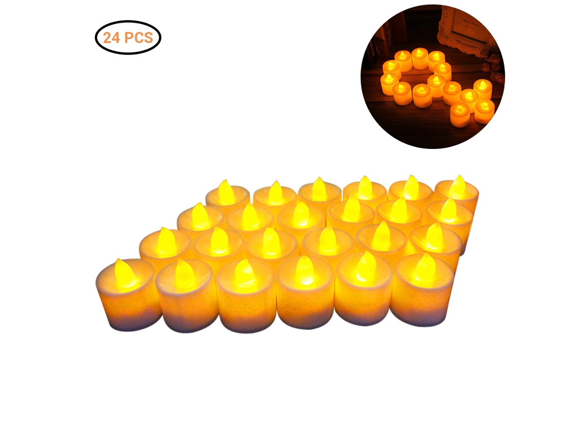 Conjunto de 24 Velas Led Brancas Quentes Sem Chama para Decoração de Casa, Casamento e Aniversário. CHABERLU