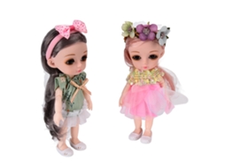 Boneca BJD ATS 2 Peças EN71 com Articulações Rotativas 17cm Roupas Bonitas para Meninas a partir de 3 Anos - Brinquedo