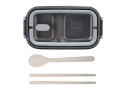 Marmita Bento de 2 Camadas, 1400ml, Recipiente Hermético em Aço Inoxidável para Almoço