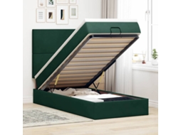Vidaxl Estrutura Cama Otomana Colchões 80x200cm Veludo Verde Escuro