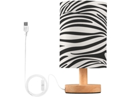 Abajur De Cabeceira Com Estampa Zebra Para Quarto, Luminária De Cabeceira Led, Luminária De Leitura Com Portas Usb E