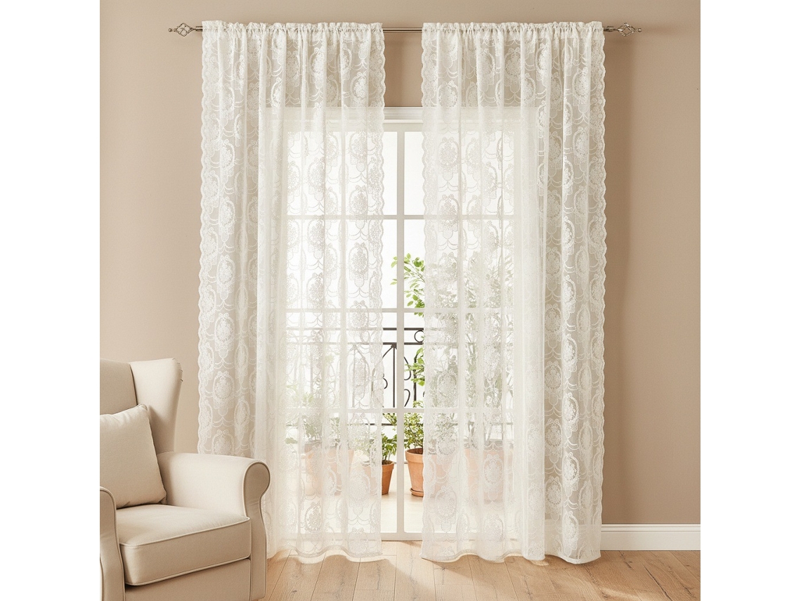 French-style Lace And Sheer Curtains, Bohemian Farmhouse Style, Suitable For Bedroom And Living Room (132x160cm)