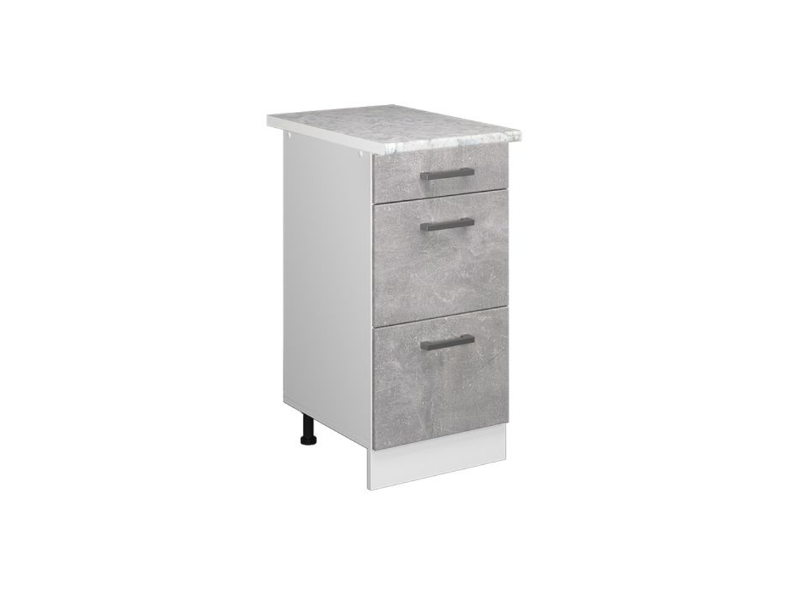 Móvel baixo universal R-Line, 40 cm com gavetas, Concreto, Vicco