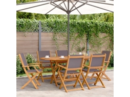 Cadeiras Jardim Dobráveis 6 Pcs Tecido/madeira Maciça Antracite Dkd Home Decor