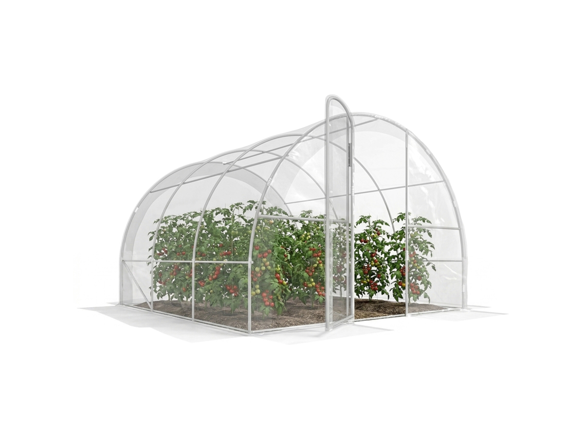 Estufa De Jardim Tunnel 3 X 3 X 2 M 9 M² Avec Porte À Charnières Bâche En Pe 150 G/m² Pour Légumes Plantes Fleurs