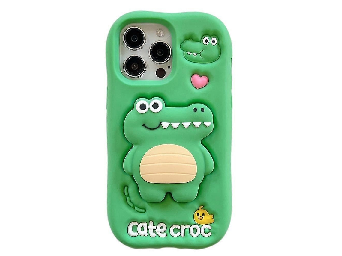 Capa De Celular De Silicone Com Desenho Animado 3d De Crocodilo Apaixonado Para Iphone 13 Pro Max