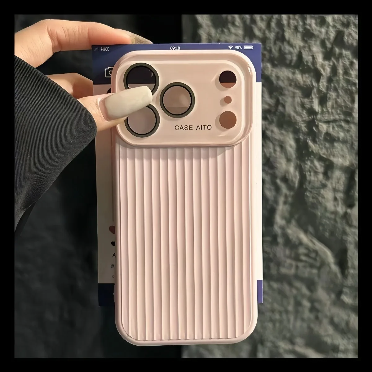 (rosa, Iphone 12 Pro Max) Capa De Celular Em Silicone Líquido Corrugado Com Proteção Para A Lente E Absorção De Impacto.