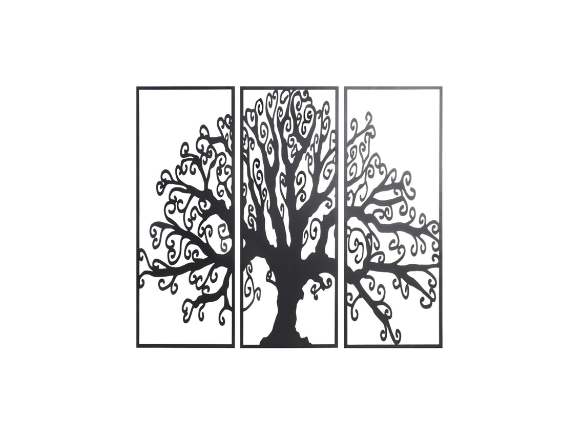 Conjunto de 3 Enfeites de Parede em Forma de Árvore, em Metal, Medindo 105 X 1,3 X 91 Cm. ALEXANDRA HOUSE LIVING