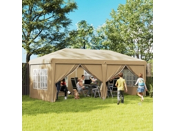 Gazebo Dobrável Impermeável 6x3x2,7m, Com 4 Paredes Laterais Removíveis, 4 Janelas E Bolsa De Transporte, Na Cor Cáqui