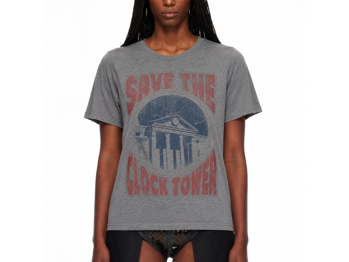 Rockinstone Back To The Future Movie Saves The Day Heather Graphite Adult T-shirt Size:m