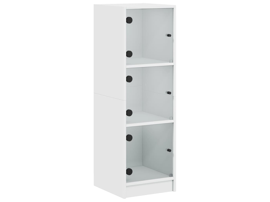 Aparador Alto C/ Portas de Vidro 35x37x109 Cm Branco MAISON EXCLUSIVE