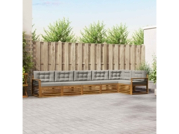Vidaxl Conjunto De Sofás Para Exterior 6 Pcs Cinza Natural E Claro