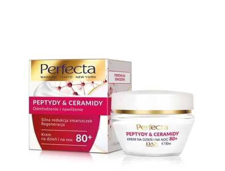 PERFECTA Peptides & Ceramide 80+ forte redução creme para o rosto de rugas e regeneração do dia e da noite 50ml