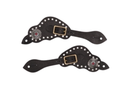 Cinto De Engate Couro Strass Vintage Para Cavalo Preto