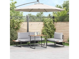 Vidaxl Conjunto de Jantar para Jardim 3 Pcs Cinzento claro Aço