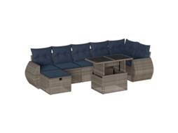 Conjunto de Sofá de Jardim, 8 Peças, Almofadas, Rattan Cinza MAISON EXCLUSIVE