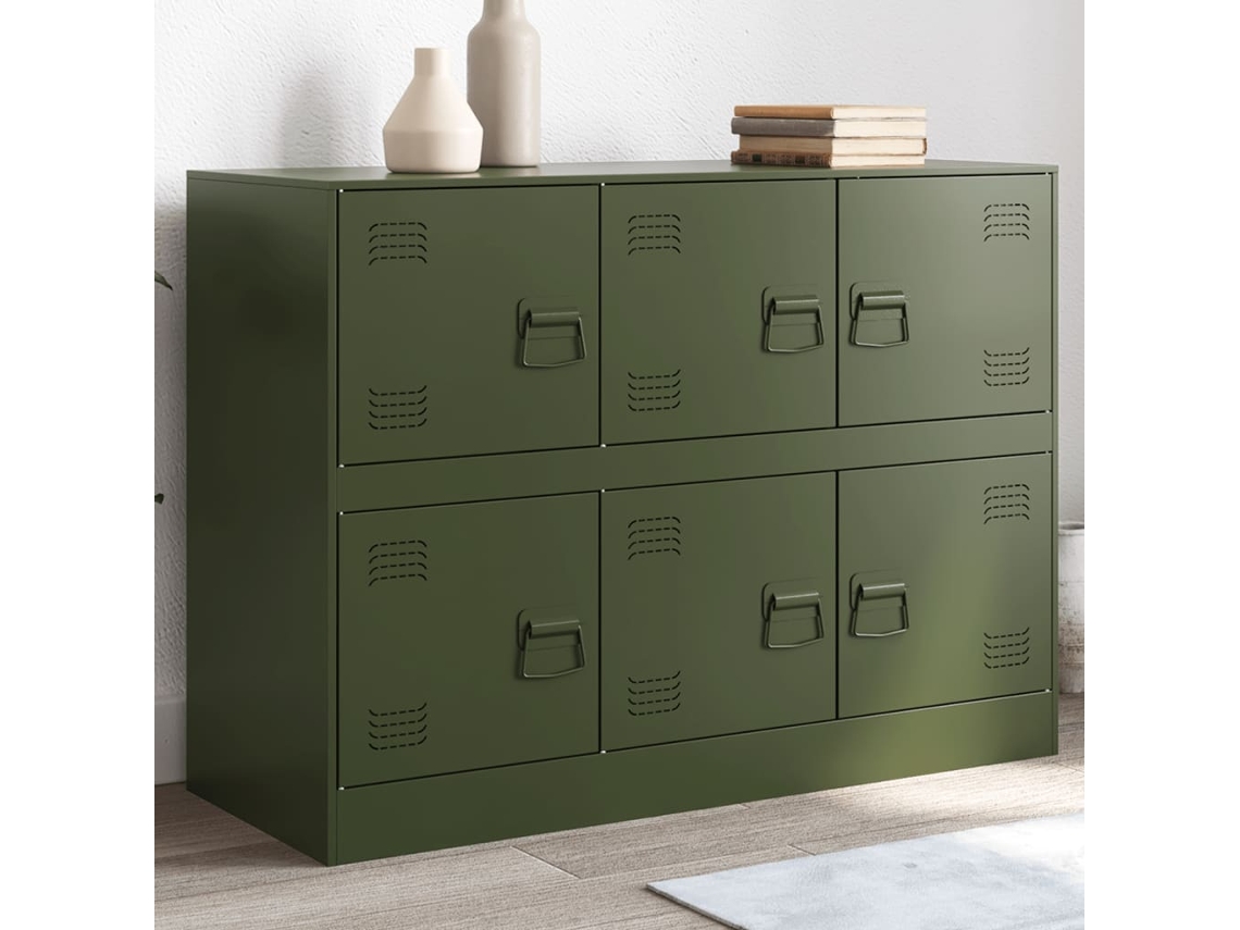 Vidaxl Aparador 99x39x73 Cm Aço Verde Azeitona