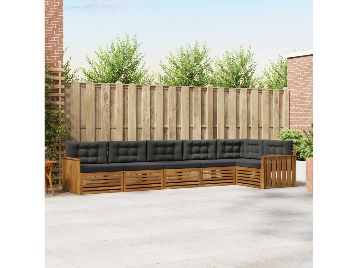 Vidaxl Conjunto De Sofás Para Exterior 6 Unid. Natural E Antracite