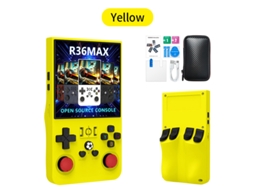 Console Retrô R36max Com 18.000 Jogos Hd, Tela Ips 4.0, Bateria 4000mah, 64gb De Memória, Design Portátil De Arcade, Na Cor Amarelo. Sfushos