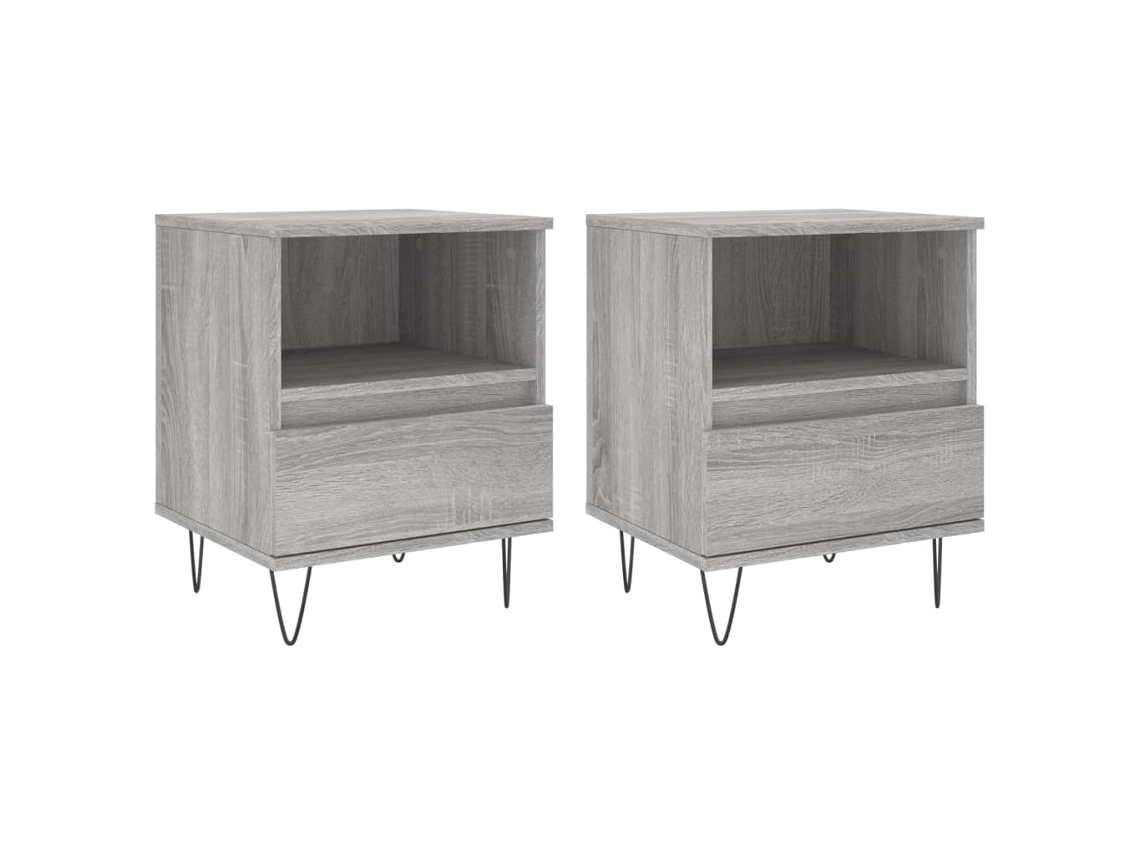 Bedside Cabinet, Bedside Cabinets Vidaxl Cinzeto Madeira Processada (n/a)