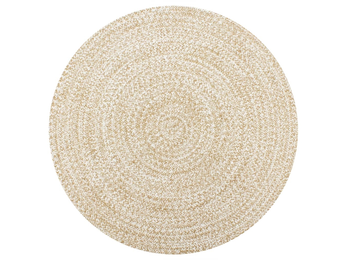 Vidaxl Tapete Artesanal Em Juta Branco E Natural 90 Cm