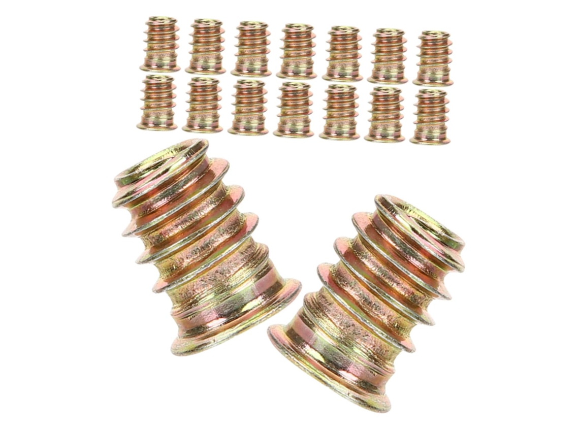Insertos Roscados M6x13 Em Aço Carbono Dourado, Pacote Com 40 Peças