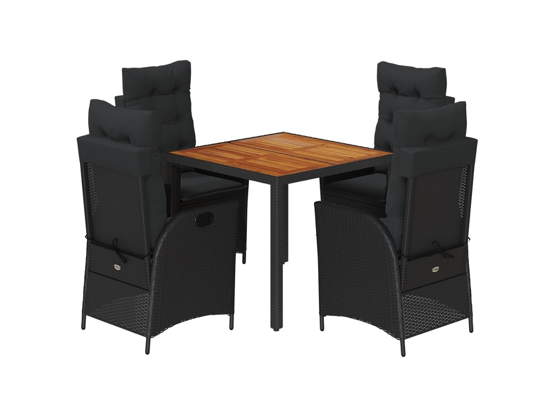 Garden Dining Set, Garden Dining Sets Vidaxl Preto Rattan / Vime (90 Cm Table Length)