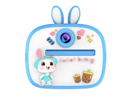 Câmera Instantânea para Crianças: Giftam300 Blue Rabbit Camera + 2 Rolos de Papel para Impressora + Cordão YUNZII