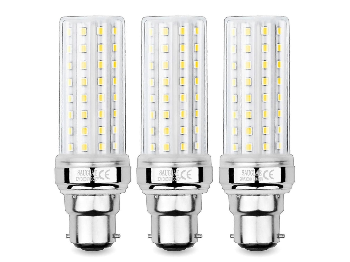 Lâmpadas Led De Milho, 20w, Luz Quente, Bocal B22, Pacote Com 3
