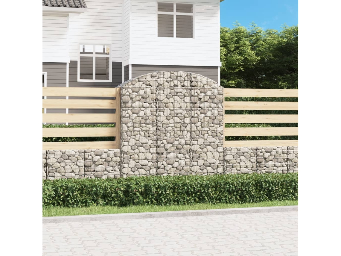Vidaxl Cesto Gabião Arqueado 150x50x160/180 Cm Ferro Galvanizado