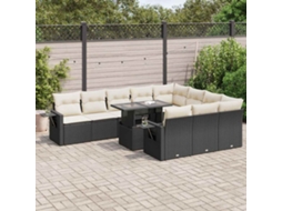 Vidaxl 11 Pcs Conjunto Sofás De Jardim C/ Almofadões Vime Pe Preto