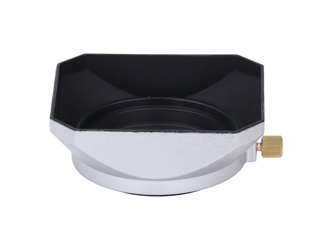 Guarda-chuva quadrado retrô de 46 mm para lentes de câmeras digitais e sem espelho, prateado.