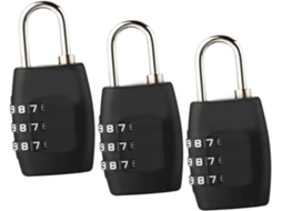Conjunto De 3 Cadeados Combinação Para Mala Viagem, Academia E