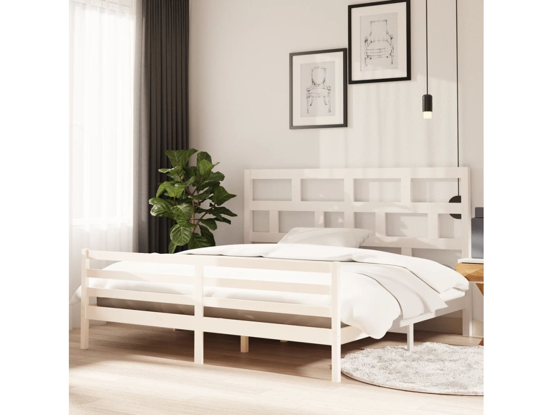 Vidaxl Estrutura De Cama 200x200 Cm Madeira De Pinho Maciça Branco