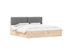 Estrutura de Cama com Cabeceira Estofada Cinzento Claro MAISON EXCLUSIVE