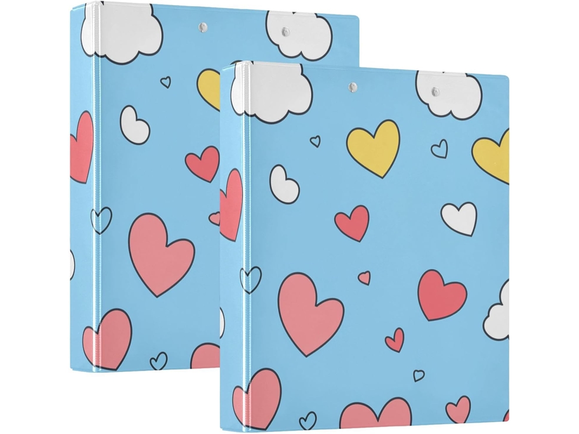 Cloud Heart Pasta Escolar De 3, 8cm 1, 5 Polegadas, 3 Argolas Com Bolsos, Pacote Com 1 2 Pastas Sortidas, Capa Dura