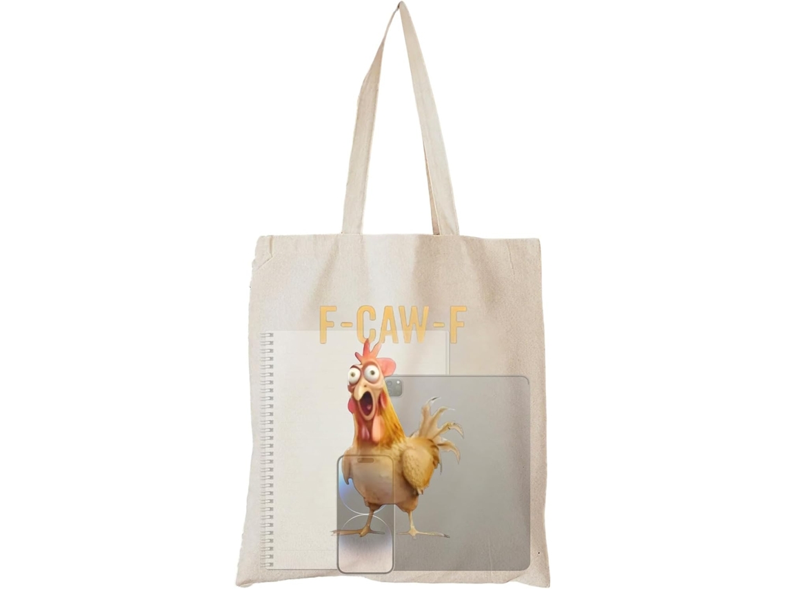 Bolsa de Lona Chicken Canvas Design Elegante e Reutilizável, Dobrável Resistente para Transporte em CHABERLU