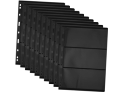 Lote Curado De 10 Folhas Internas Reto - Verso Preto Com 3 Faixas Para Álbum De Timbres Páginas Móbiles Padrão