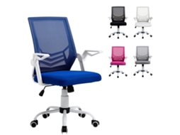 Cadeira de Escritório Ergonômica Cadeira Giratória com Apoios de Braço Dobráveis de Altura Ajustável 62,5x55x94 104cm Azul Ge