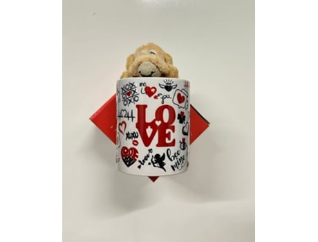 Caneca Love com porta-chaves de pelúcia LUIS PAULO