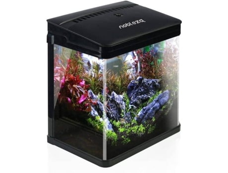 Aquário para Peixes NOBLEZA L23*W16*H27.5cm7L 2.525kg vidro e luzes LED de plástico 14 litros Sistema de filtro Preto