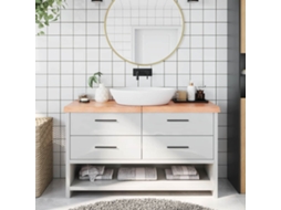 Vidaxl Bancada P/ Wc 140x60x(2-6) Cm Madeira Maciça Tratada Castanho